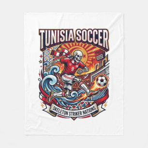 Tunisia Soccer Skeleton Striker Nations Premium Sp Fleece Blanket