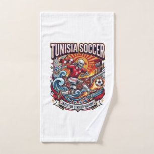 Tunisia Soccer Skeleton Striker Nations Premium Sp Hand Towel