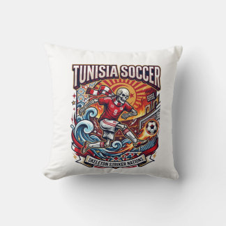 Tunisia Soccer Skeleton Striker Nations Premium Sp Throw Pillow