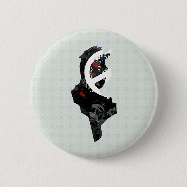 Tunisia Trendy Peace Sign with Tunisian map Button (Front)