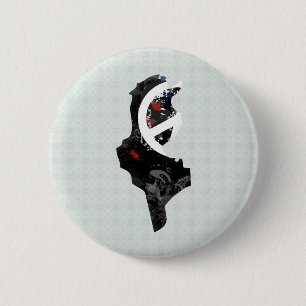 Tunisia Trendy Peace Sign with Tunisian map Button
