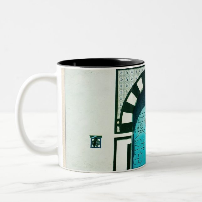 Tunisian Blue Door Two-Tone Coffee Mug (Left)