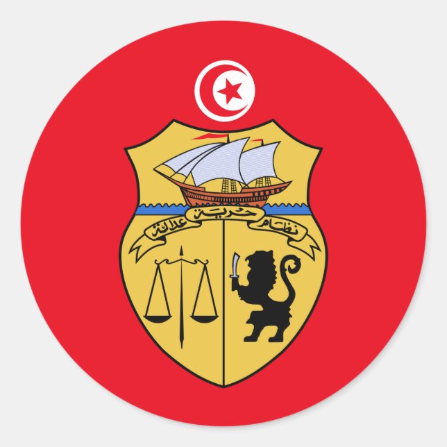 Tunisian Coat of Arms, Tunisia Classic Round Sticker (Front)