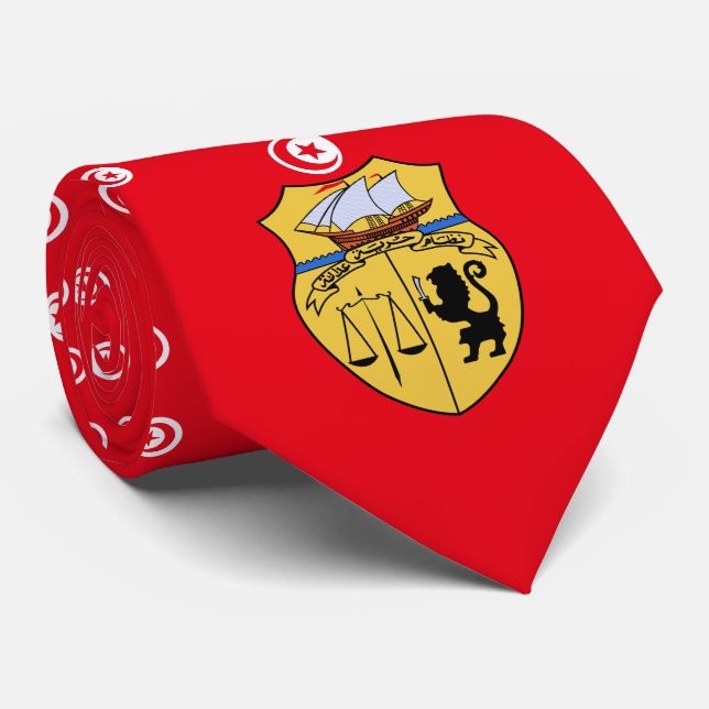 Tunisian Coat of Arms, Tunisia Neck Tie (Rolled)