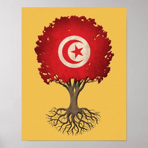 Tunisian Flag Tree of Life Customizable Poster