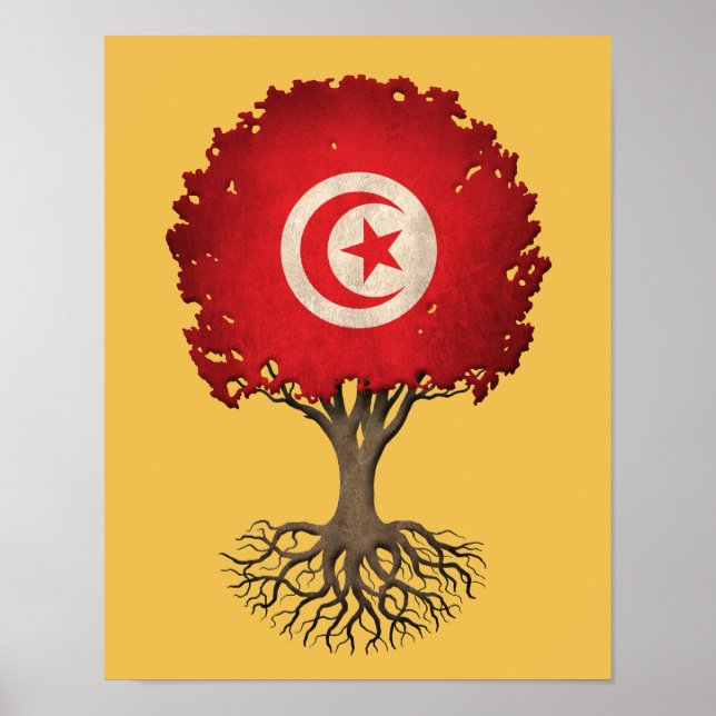Tunisian Flag Tree of Life Customizable Poster (Front)