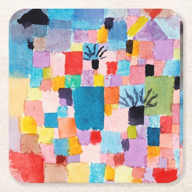 Tunisian Garden, Klee Square Paper Coaster (Front)