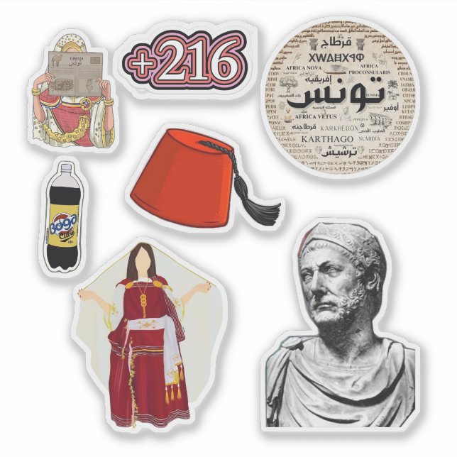 Tunisian Heritage Collage Sticker Pack (Front)