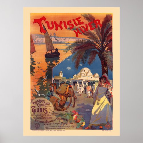 Tunisie Hiver Tunisia Vintage Poster 1899