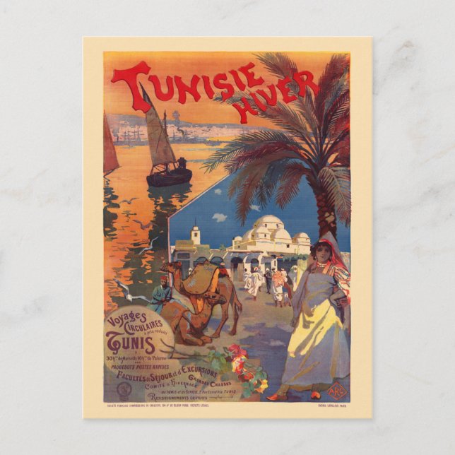 Tunisie Hiver Tunisia Vintage Poster 1899 Postcard (Front)