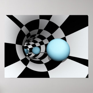 Tunnel Checkered Abstract Poster
