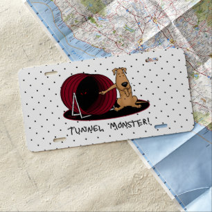 Tunnel Monster - agility scared nervous dog funny License Plate