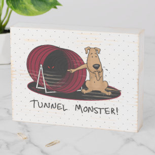Tunnel Monster - agility scared nervous dog funny Wooden Box Sign