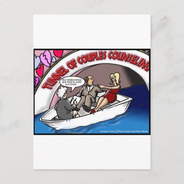 Tunnel Of Love?? Funny Offbeat Cartoon Gifts & Tee Postcard (Front)