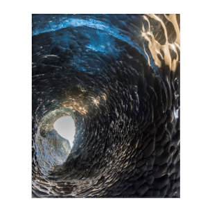 Tunnel thorugh an ice cave, iceland acrylic print