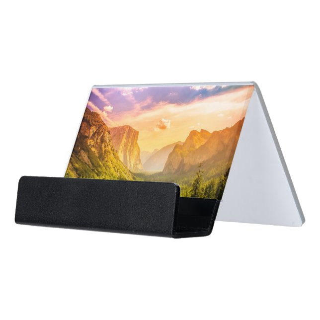 Tunnel View of Yosemite National Park Desk Business Card Holder (Angled Front)
