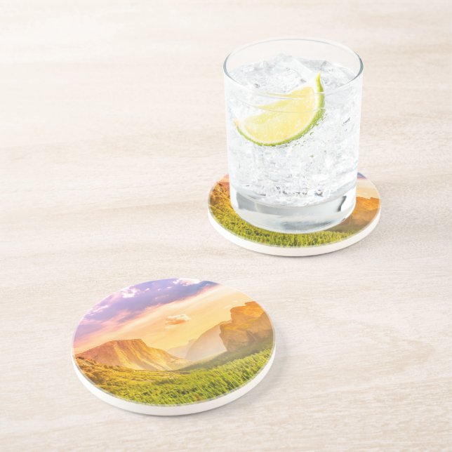 Tunnel View of Yosemite National Park Drink Coaster (Side)