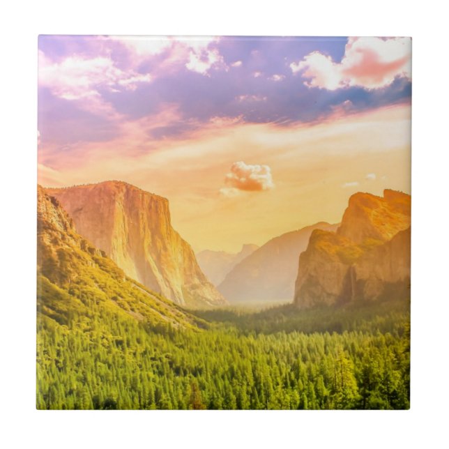 Tunnel View of Yosemite National Park Tile (Front)