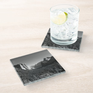 Tunnel View Yosemite Valley Black and White Photo Glass Coaster