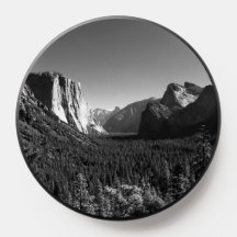 Tunnel View Yosemite Valley Black and White Photo