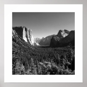 Tunnel View Yosemite Valley Poster - Black & White