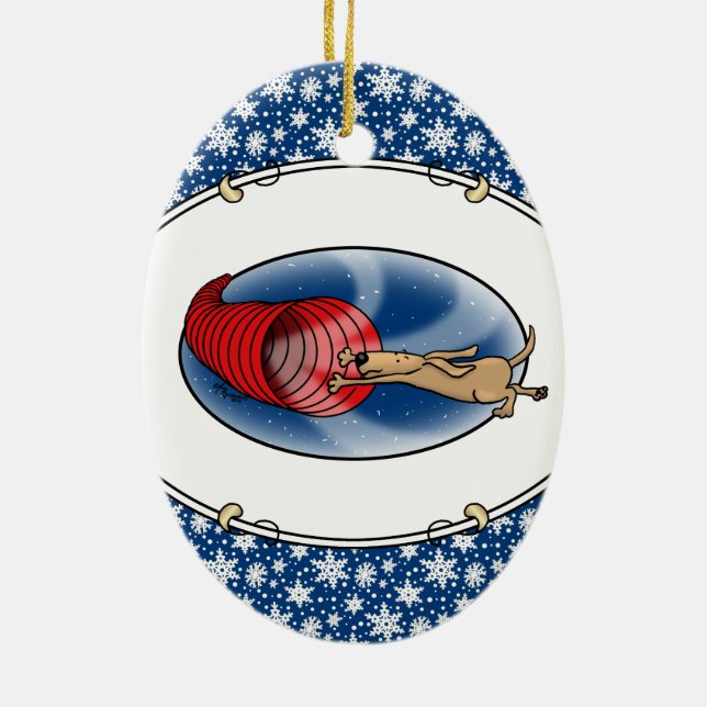Tunnel Vortex Syndrome - agility fast funny dog Ceramic Ornament (Back)