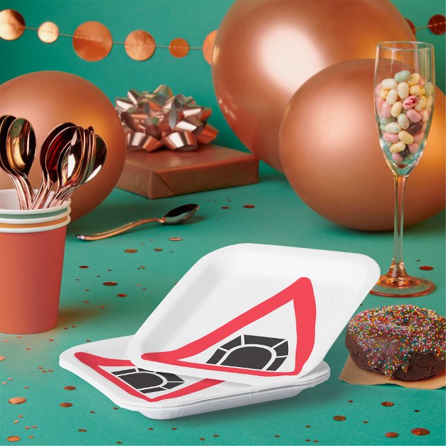 Tunnel Warning Road Sign Traffic Symbol Paper Plates (Creator Uploaded)