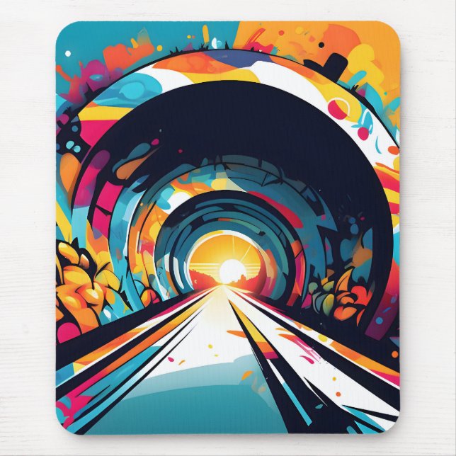 Tunnel With Graffiti Art Mouse Pad (Front)