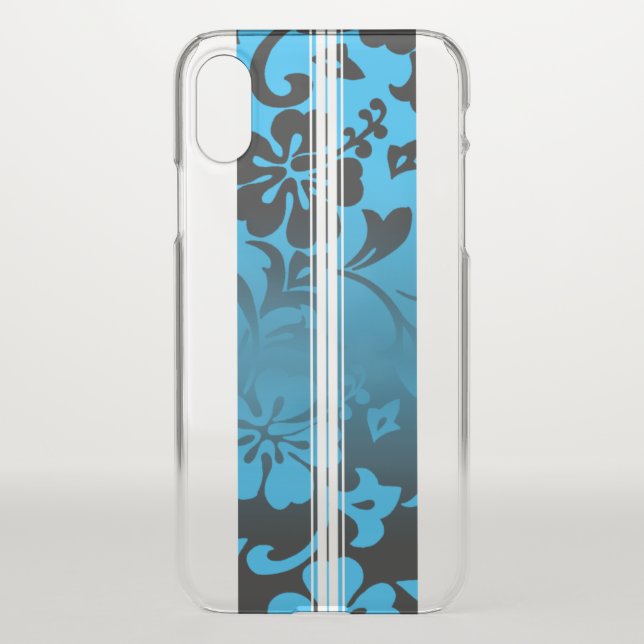 Tunnels Beach Hawaiian Hibiscus Surfboard Blue Uncommon iPhone Case (Back)