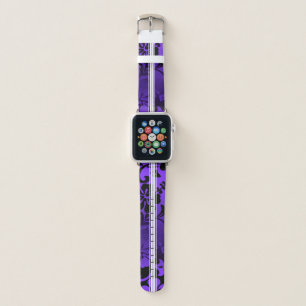 Tunnels Beach Hawaiian Hibiscus Surfboard Purple Apple Watch Band