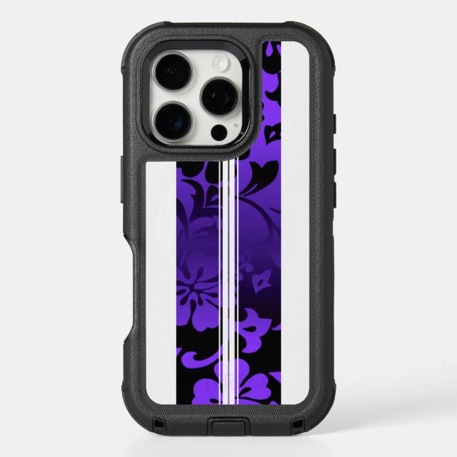 Tunnels Beach Hawaiian Hibiscus Surfboard Purple Otterbox iPhone Case (Back)