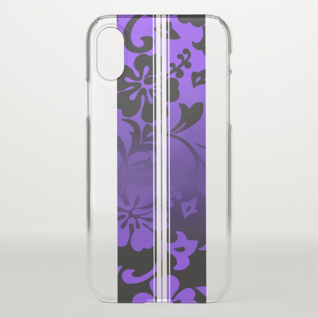 Tunnels Beach Hawaiian Hibiscus Surfboard Purple Uncommon iPhone Case (Back)