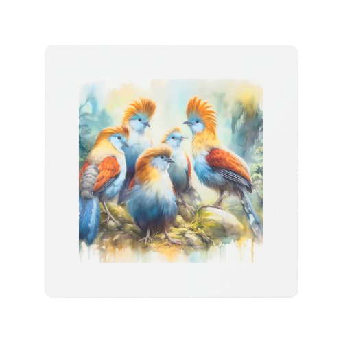 Tunqui Birds Harmony 040624AREF107 _ Watercolor Metal Print
