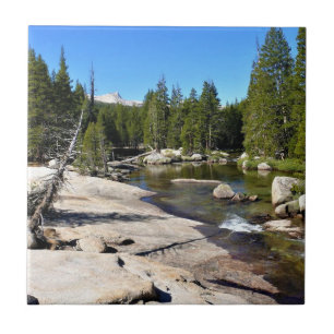 Tuolumne River with Cathedral Peak, Yosemite, CA Ceramic Tile