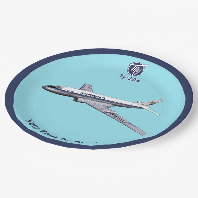 Tupolev (Туполев) Tu-104 Airliner Paper Plates (Angled)