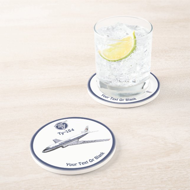 Tupolev (Туполев) Tu-104 Airliner Sandstone Coaster (Side)