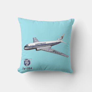 Tupolev (Туполев) Tu-104 Airliner Throw Pillow