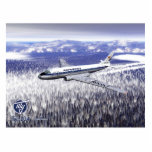 Tupolev (Туполев) Tu-104 Over Siberia Cutout<br><div class="desc">A digital painting of an Aeroflot Tupolev (Туполев) Tu-104 passenger jet in flight over a foggy, forested, winter landscape. The Tupolev design bureau logo appears at lower left. The Tu-104 (NATO assigned the reporting word CAMEL to this aircraft) was the second jet airliner to enter service, the British de Havilland...</div>
