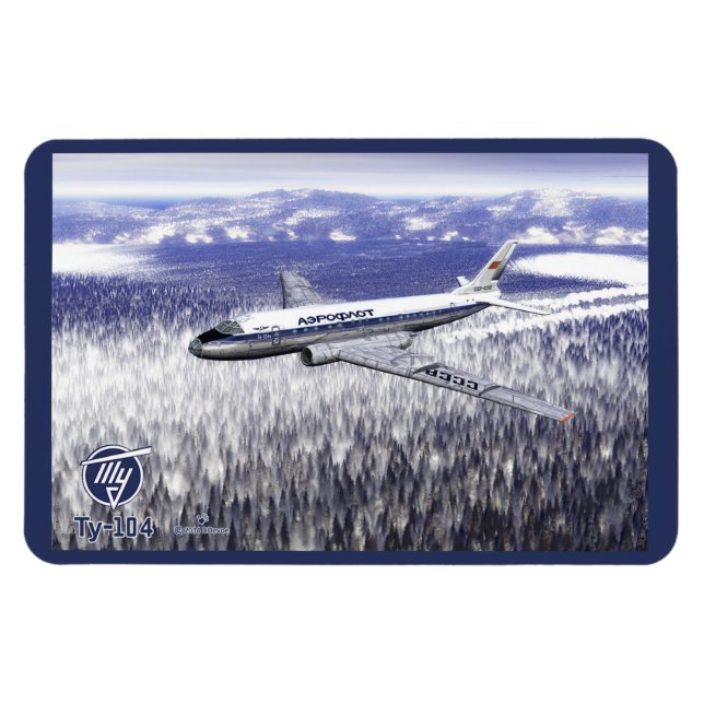 Tupolev (Туполев) Tu-104 Over Siberia Magnet (Horizontal)
