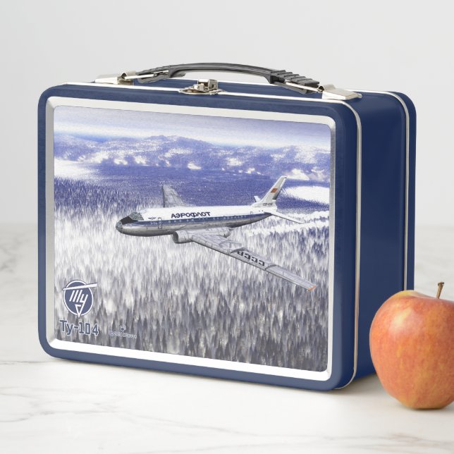Tupolev (Туполев) Tu-104 Over Siberia Metal Lunch Box (In Situ)