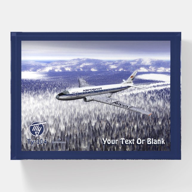 Tupolev (Туполев) Tu-104 Over Siberia Paperweight (Front)