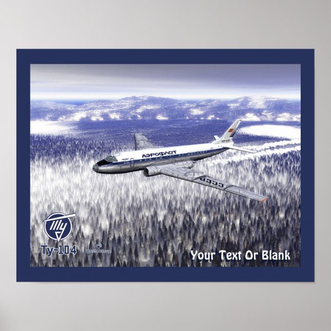 Tupolev (Туполев) Tu-104 Over Siberia Poster (Front)