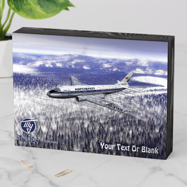 Tupolev (Туполев) Tu-104 Over Siberia Wooden Box Sign (In Situ Horizontal)