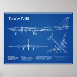 Tupolev Tu-95 - Airplane Blueprint Plans AD Poster