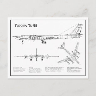 Tupolev Tu-95 - Airplane Blueprint Plans BD Postcard