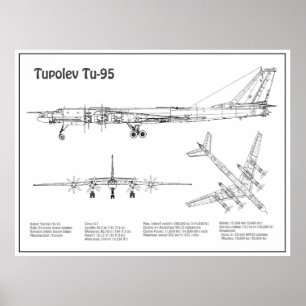 Tupolev Tu-95 - Airplane Blueprint Plans BD Poster