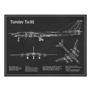 Tupolev Tu-95 - Airplane Blueprint Plans PD Photo Print