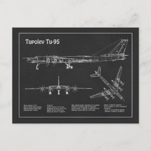 Tupolev Tu-95 - Airplane Blueprint Plans PD Postcard