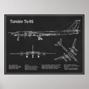 Tupolev Tu-95 - Airplane Blueprint Plans PD Poster