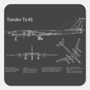 Tupolev Tu-95 - Airplane Blueprint Plans PD Square Sticker